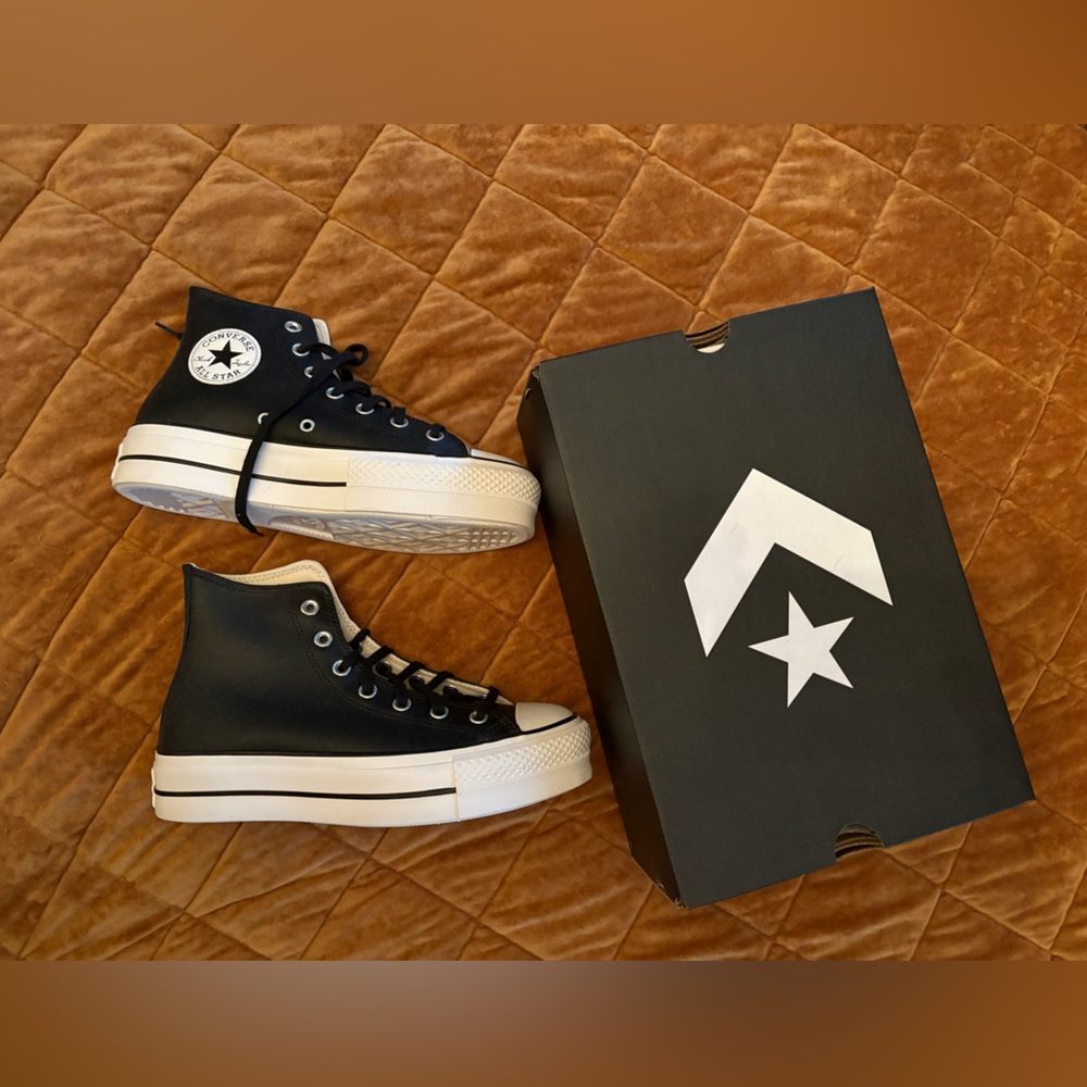 Converse Black High-Top Platform Sneakers with White Accents